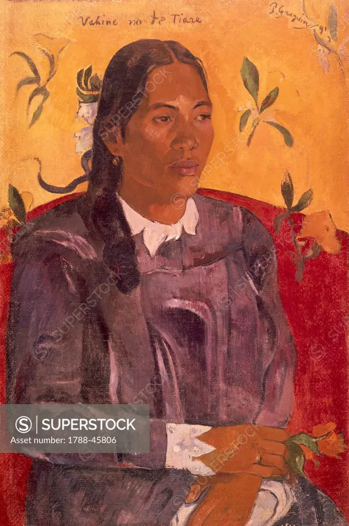 Woman with flower (Vahine no te Tiare), 1891, by Paul Gauguin (1848-1903), oil on canvas, 73x47 cm.
