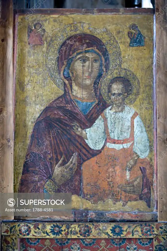Bulgaria, Nesebar, Church of St. Stephen or New Bishopric (New Metropolitan Church), icon of Virgin Mary with Jesus Christ