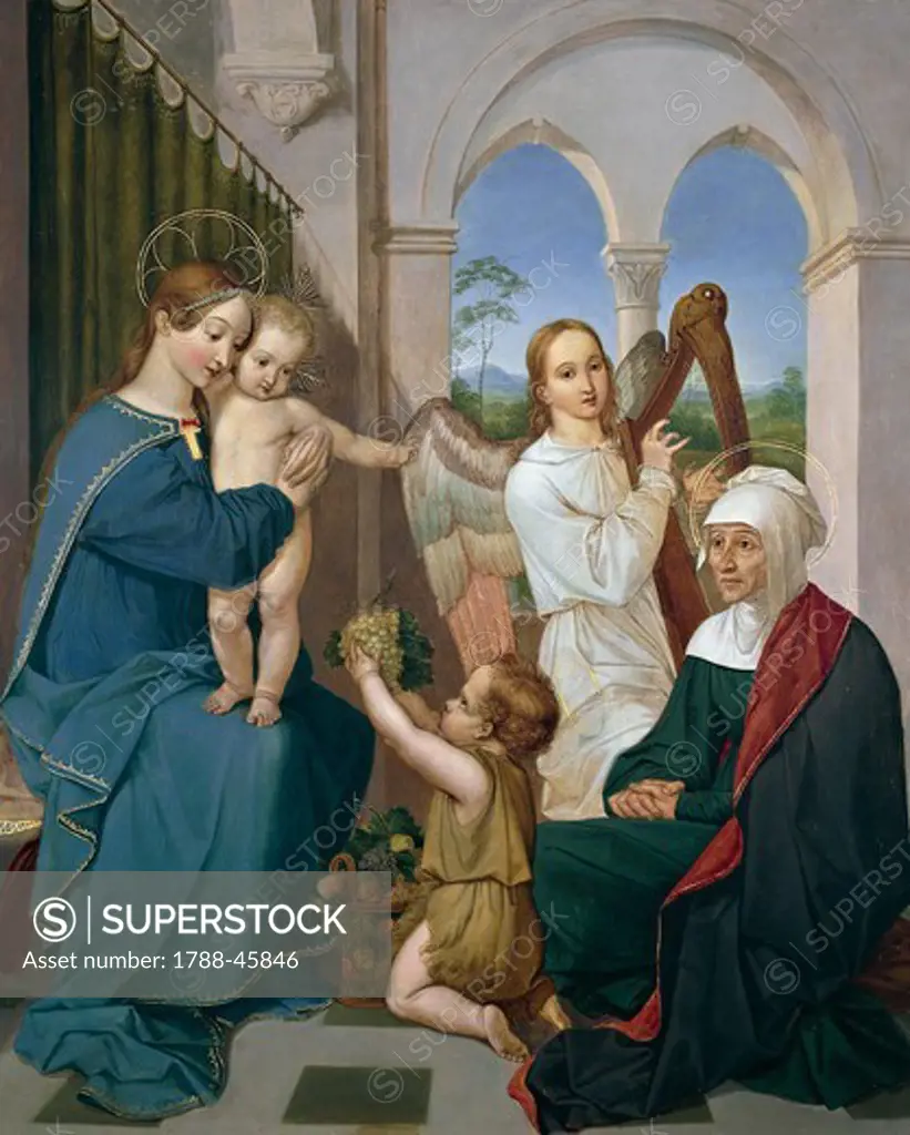 Holy Family, 1809-1811, by Peter von Cornelius (1783-1867), oil on canvas, 64x54 cm.