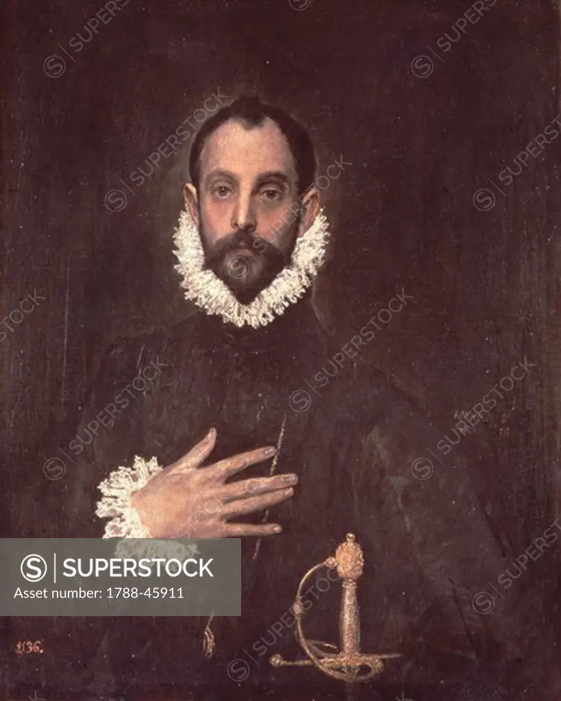 Portrait of nobleman with his hand to his chest, by El Greco (1541-1614).
