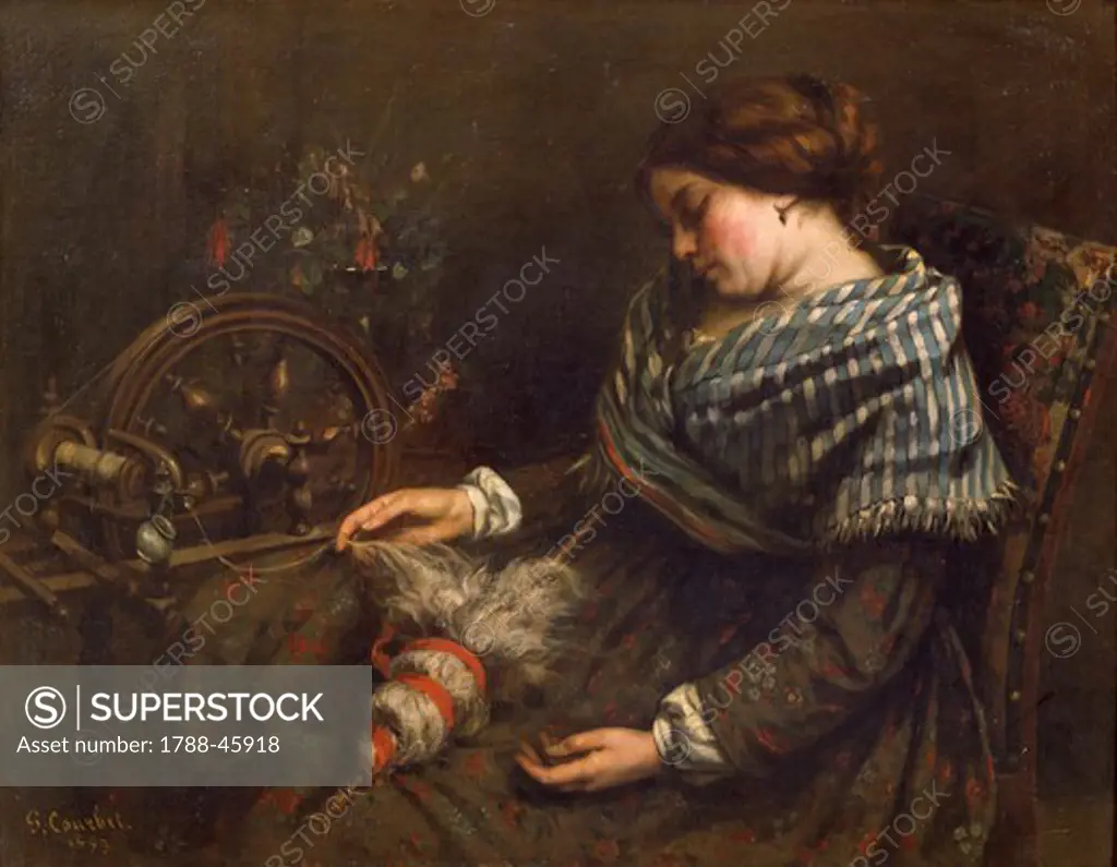 The Sleeping Spinner, 1853, by Gustave Courbet (1819-1877).