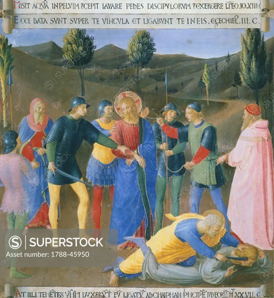 Inset depicting the capture of Jesus, panel from the Armadio degli Argenti (Silver Chest) with the life of Jesus, 1451-1453, by Giovanni da Fiesole known as Fra Angelico (1400-ca 1455), tempera on wood.