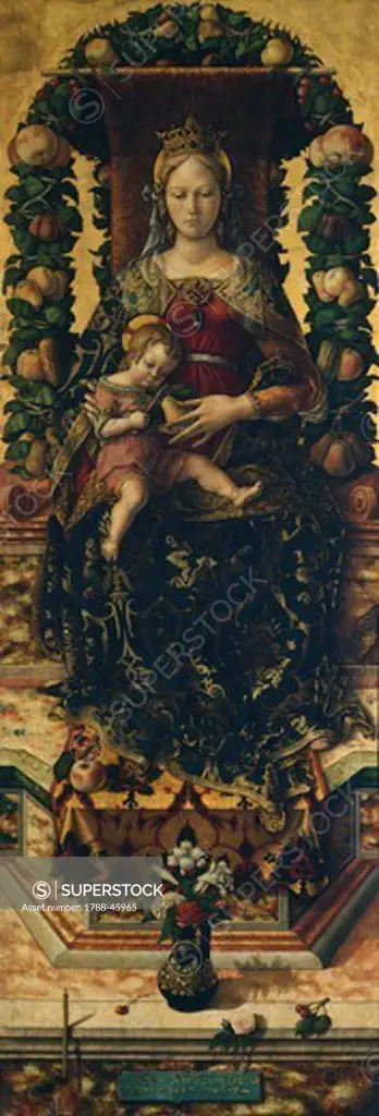 Madonna of the Candle, 1490, by Carlo Crivelli (ca 1430- ca 1495), oil on canvas, 218x75 cm.