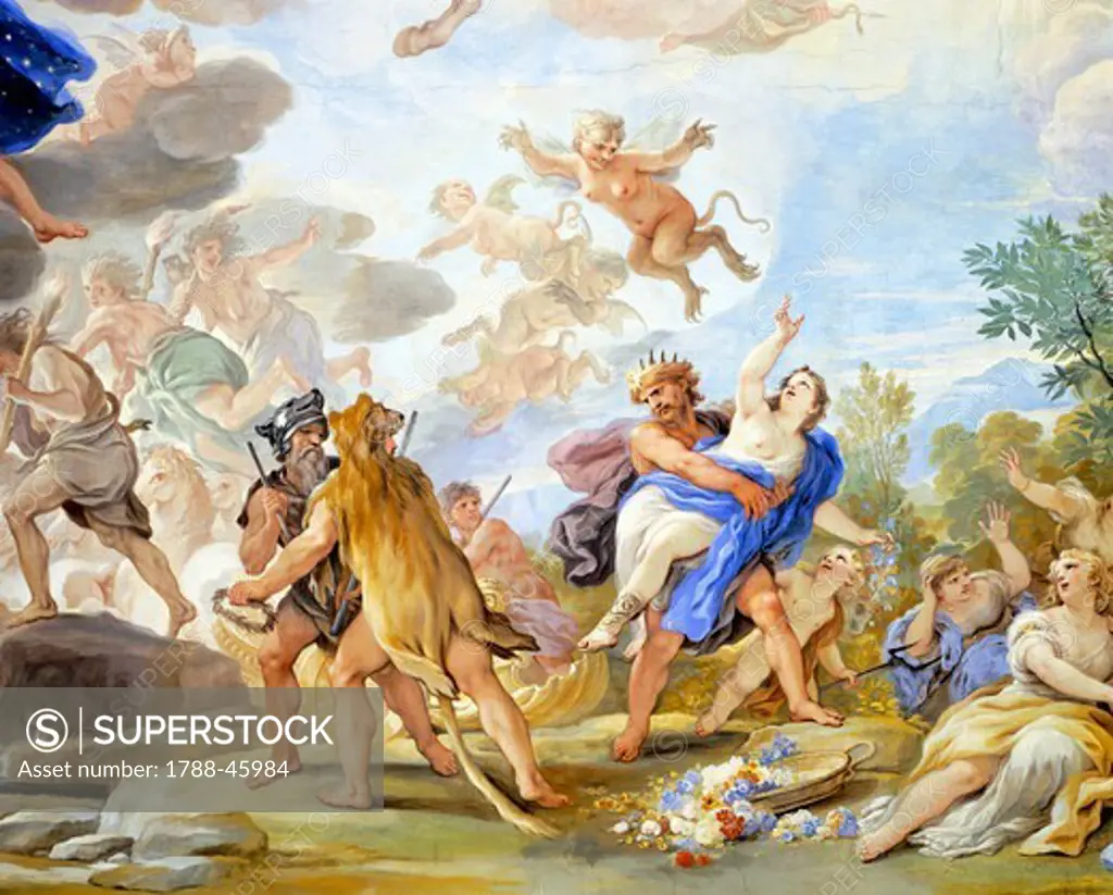 The Rape of Proserpina, detail of the cycle of frescoes in the Hall of Mirrors, 1682-1685, by Luca Giordano (1634-1705), fresco. Palazzo Medici Riccardi, Florence.