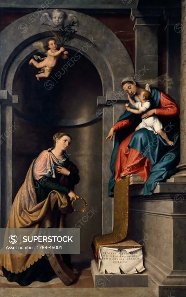 The marriage of St Catherine, by Giovanni Battista Moroni (1525 ca- 1578), oil on canvas. Church of St Bartholomew, Almenno.