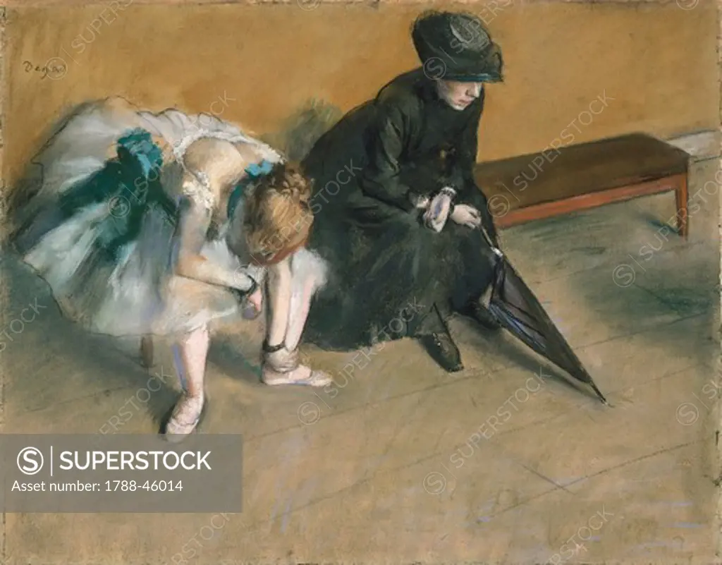 Waiting (L'attente), ca 1882, by Edgar Degas (1834-1917), pastel on paper, 48.2 x61 cm.