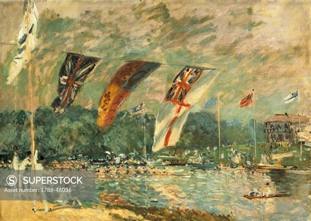 Regatta at Molesey, 1874, by Alfred Sisley (1839-1899), oil on panel, 66x91 cm.