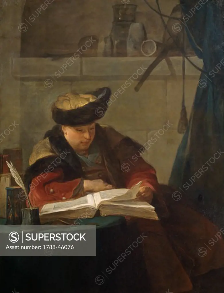 A chemist in his laboratory, 1734, by Jean Baptiste Simeon Chardin (1699-1779).