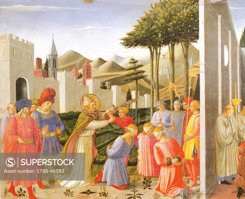 predella depicting St Nicholas saving three men sentenced to be beheaded, Perugia Altarpiece, 1438, by Giovanni da Fiesole known as Fra Angelico (1400-ca 1455), tempera on wood.