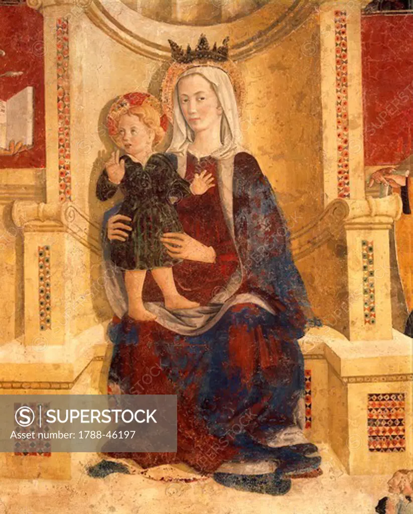 Madonna with Child, by Girolamo di Giovanni from Camerino (ca 1449-1473). Detail.