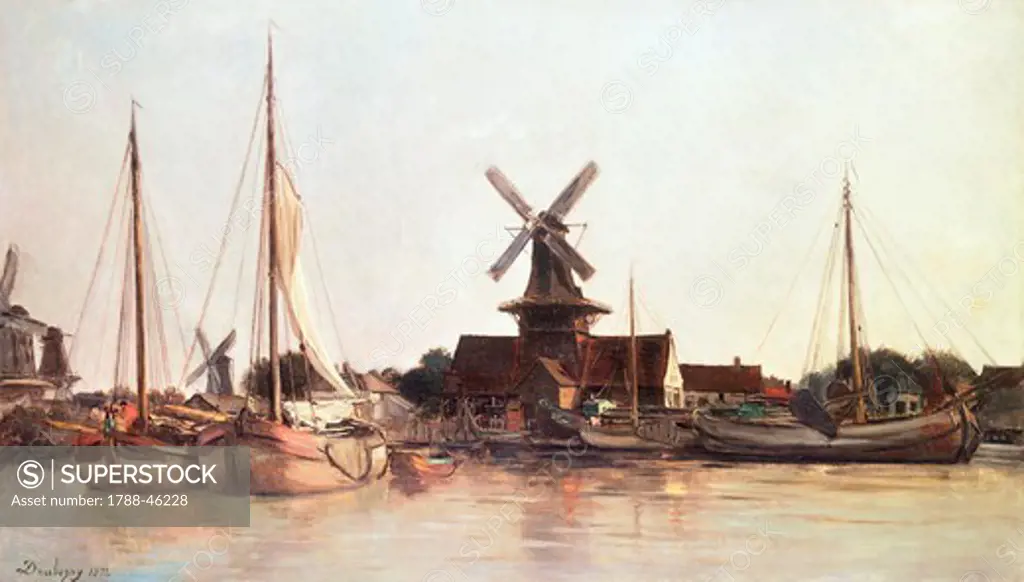 The Dordrecht mill, 1872, by Charles Francois Daubigny (1817-1878).