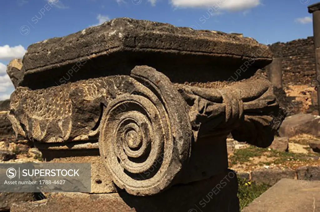 Syria - Bosra. Ancient Bosra. UNESCO World Heritage List, 1980. Ionic capital volutes