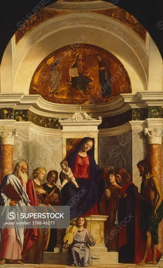 Madonna with Child and Saints, by Giovanni Battista Cima da Conegliano (1459-1517). Detail.
