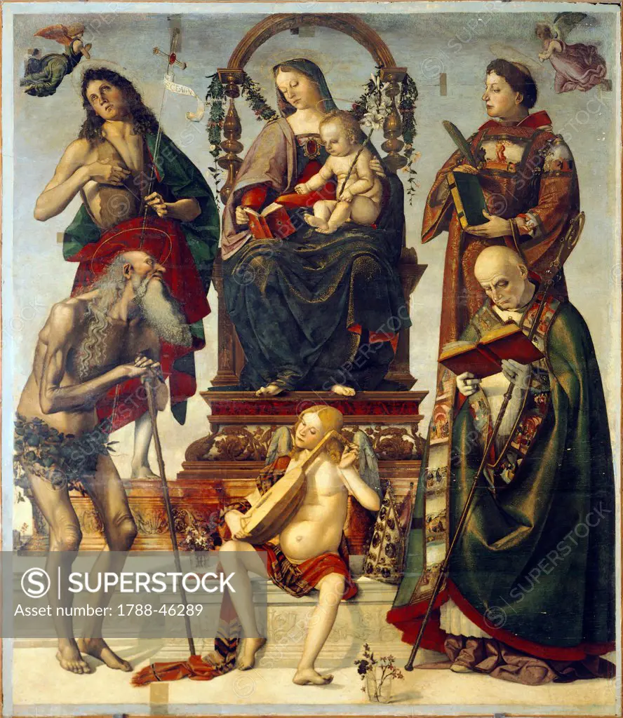 Pala of St Onuphrius, Madonna and Child with Saints, by Luca Signorelli (ca 1445-1523), oil on wood, 221x189 cm.