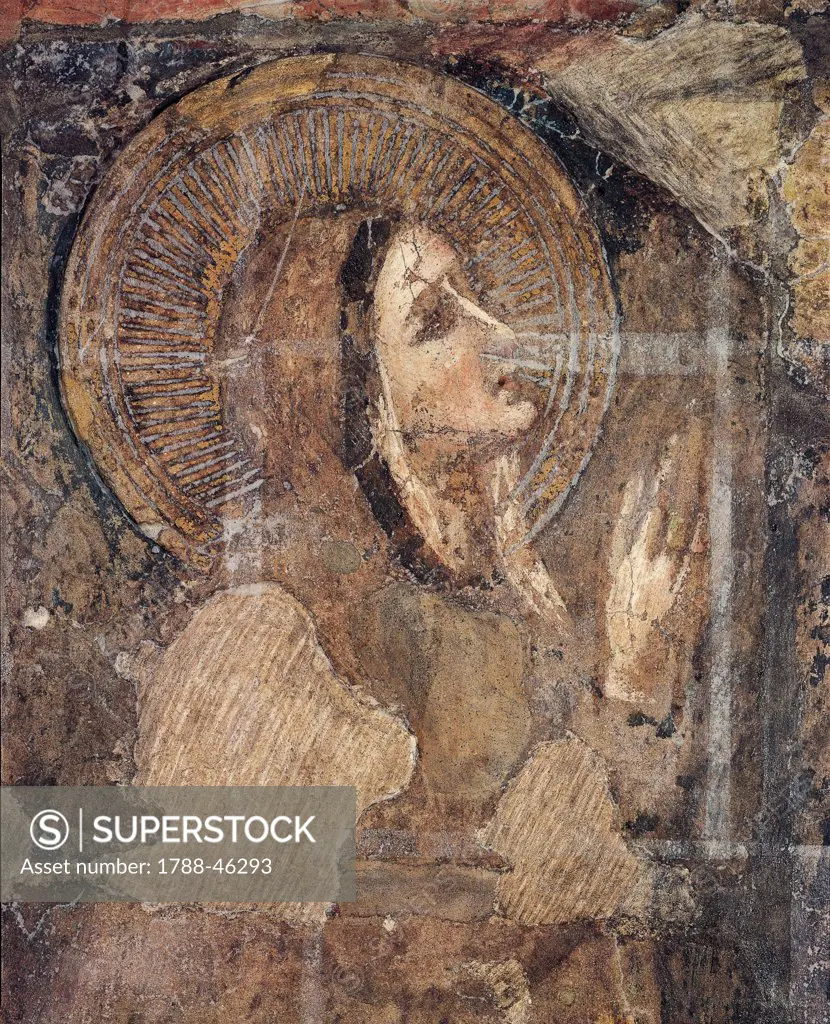 Ascension of Christ, by Pietro da Rimini (active around 1324), detached fresco. Detail.