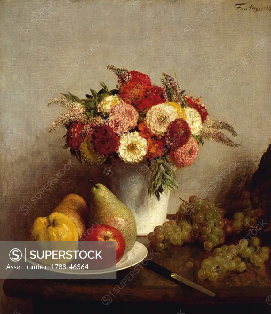 Flowers and fruits, by Henri Fantin-Latour (1836-1904).