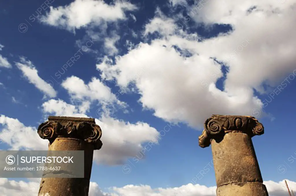 Syria - Bosra. Ancient Bosra. UNESCO World Heritage List, 1980. Ionic columns
