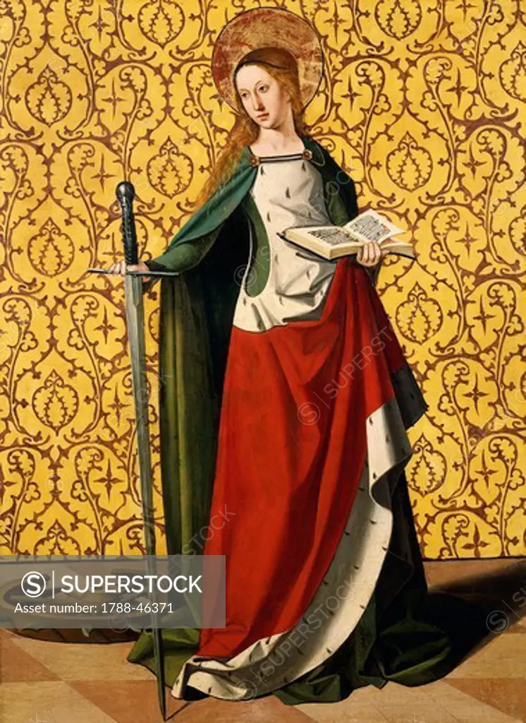 St Catherine of Alexandria, by Josse Lieferinxe (died before 1508), panel.