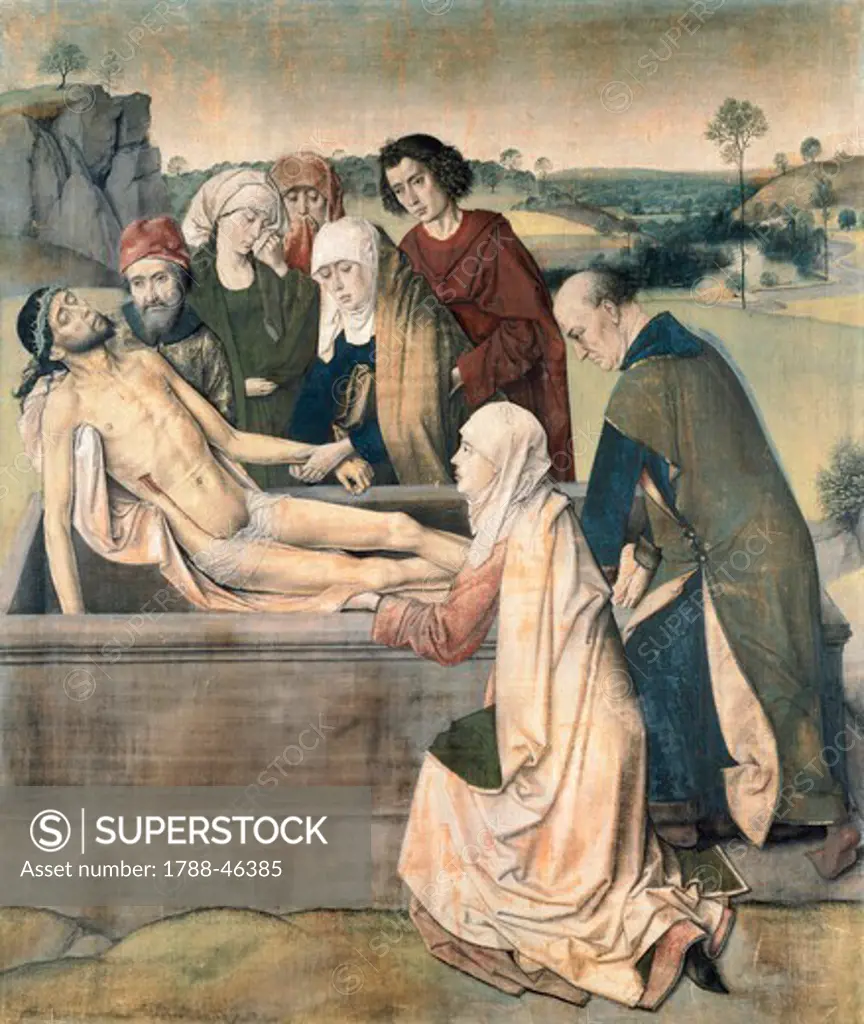 The entombment, ca 1450-1460, by Dieric Bouts the Elder (ca 1415-1475), tempera on canvas, 87.5x73.6 cm.