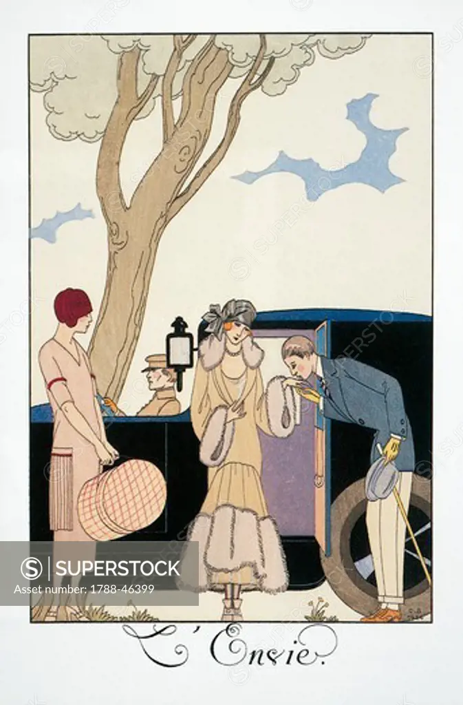 L'envie, by George Barbier (1882-1932), from Falbalas et Fanfreluches, Almanac 1925. France, 20th Century.