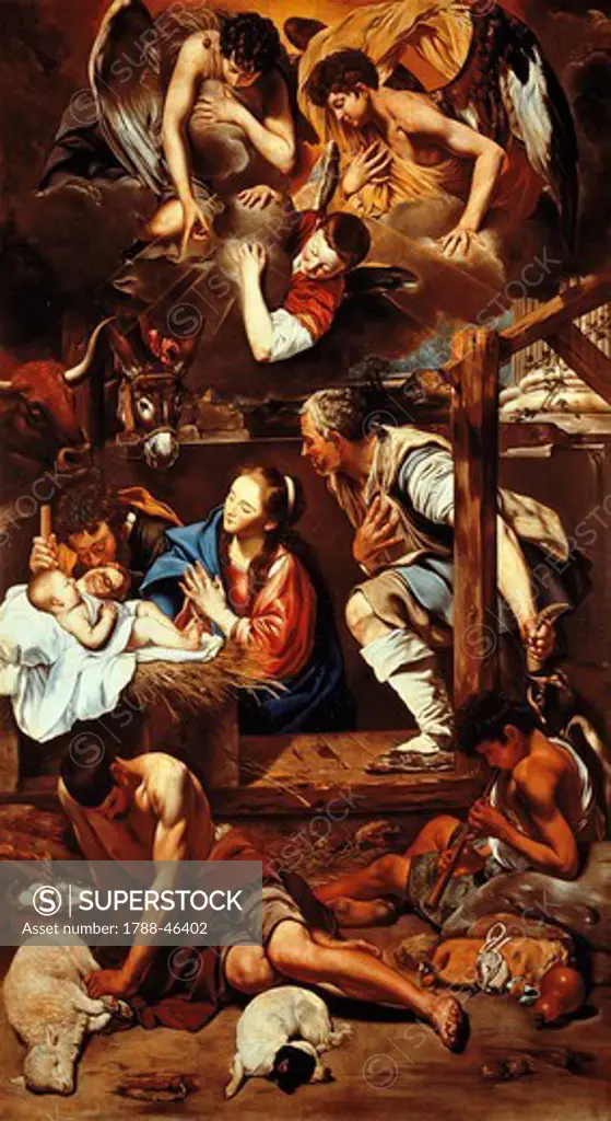 Adoration of the Shepherds, by Juan Bautista Mayno (ca 1578-1649).