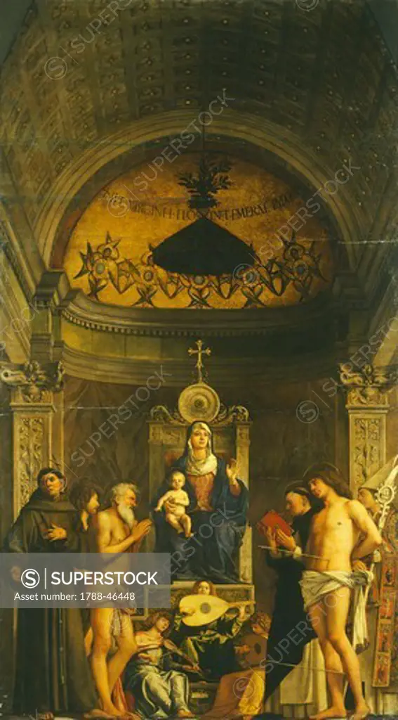 The San Giobbe Altarpiece, 1487, by Giovanni Bellini (1431-36 - 1516), oil on canvas, 471x258 cm.