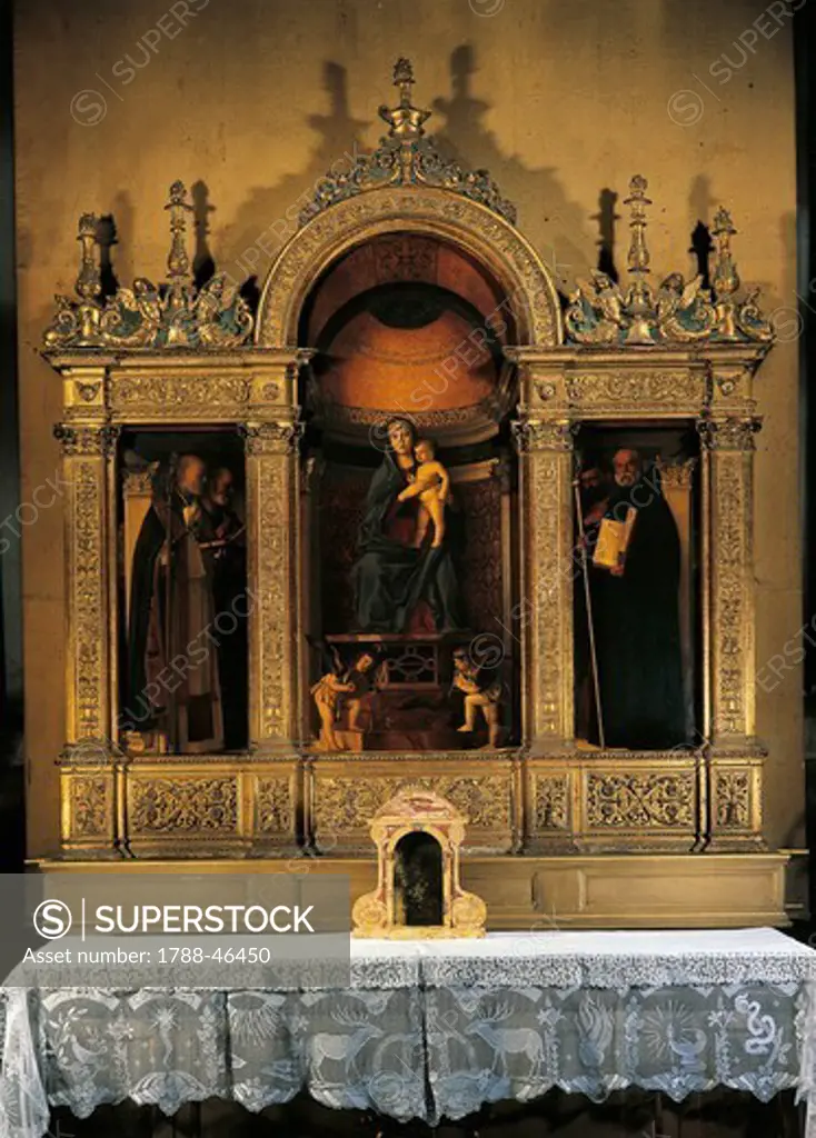 Frari Triptych, by Giovanni Bellini, known as Giambellino (ca 1430-1516). Basilica dei Frari, Venice.