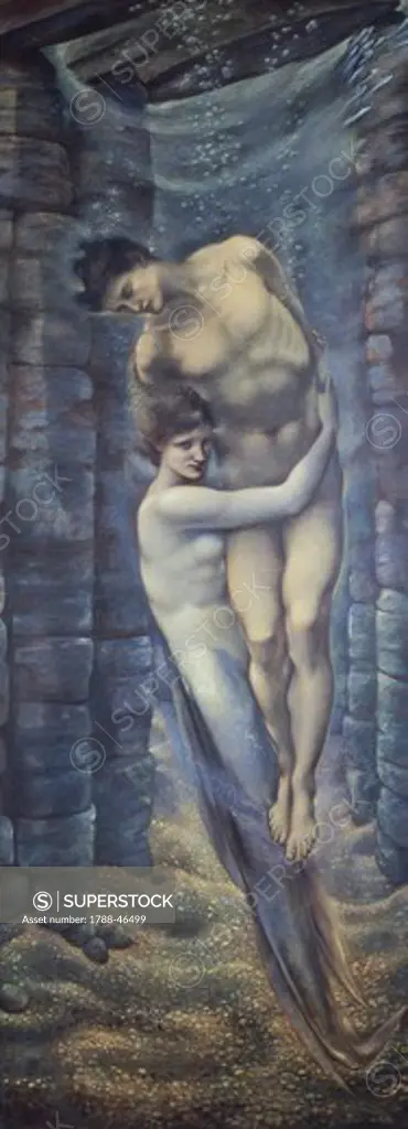 The depths of the sea, 1887, by Edward Burne-Jones (1833-1898), watercolor.