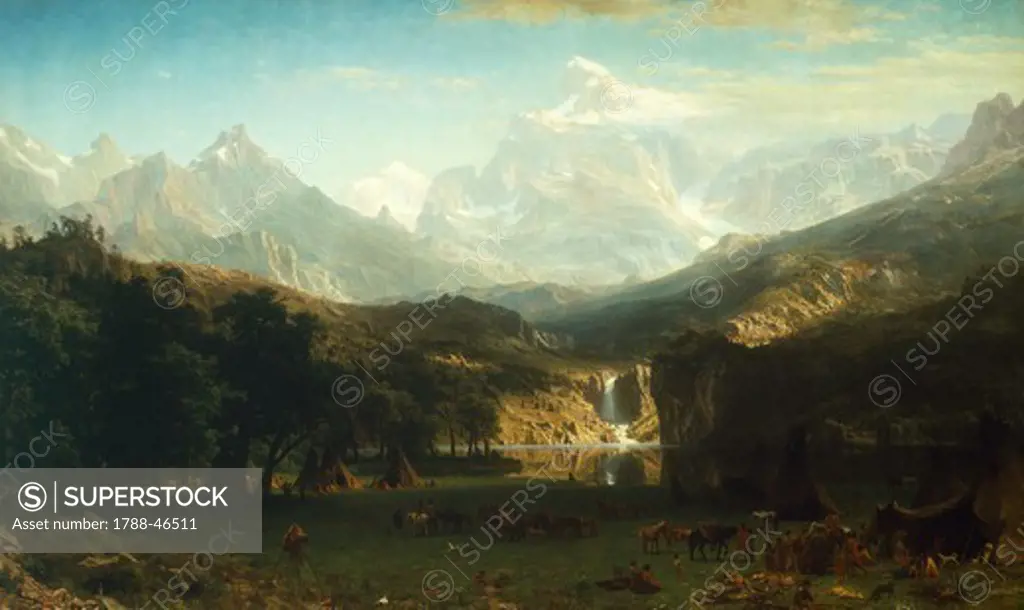 The Rocky Mountains, Lander's Peak, 1863, by Albert Bierstadt (1830-1902), oil on canvas, 187x307 cm.