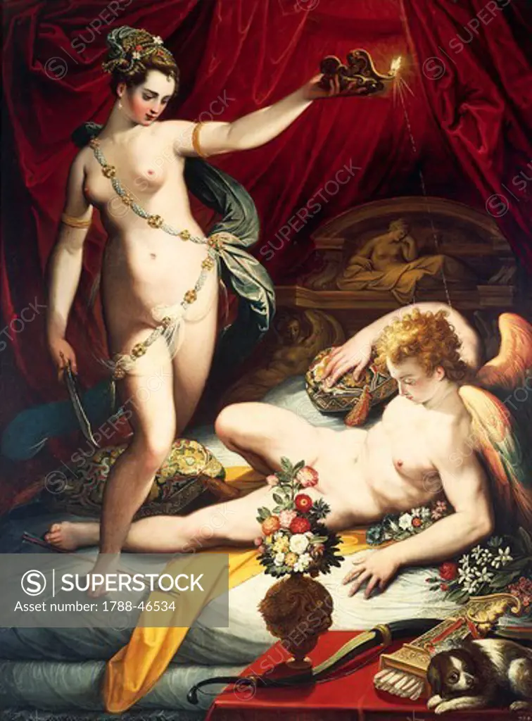 Cupid and Psyche, 1589, by Jacopo Zucchi (1540 - 1589-90), oil on canvas, 173x130 cm.