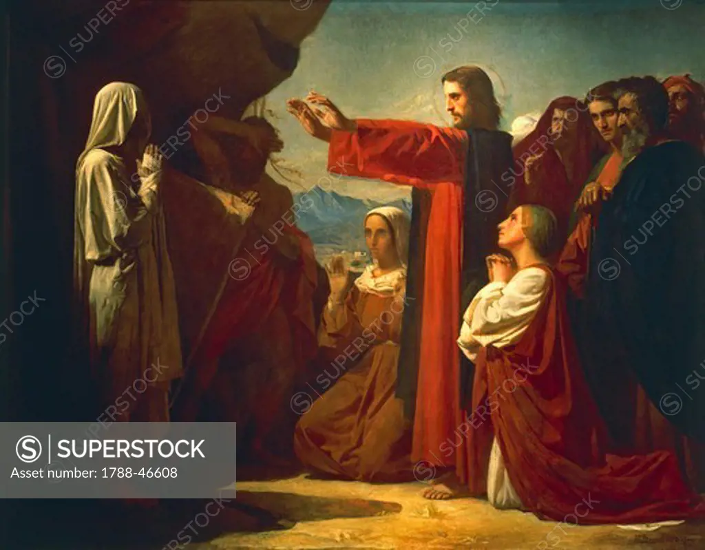 The Raising of Lazarus, 1857, by Leon Bonnat (1833-1922), oil on canvas, 112x145 cm.
