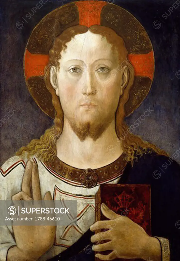 Christ Blessing, by Lazzaro Bastiani (1430-1512), tempera on panel, 53x36 cm.