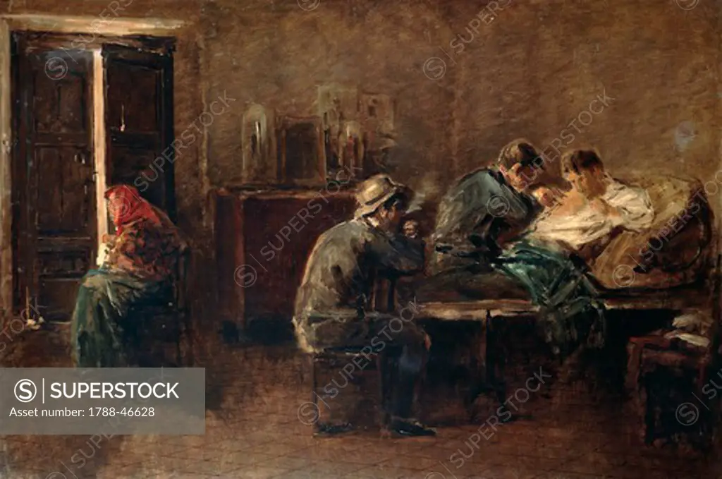 Tattooing Camorra members, 1888-1890, by Gioacchino Toma (1836-1891), oil on canvas.
