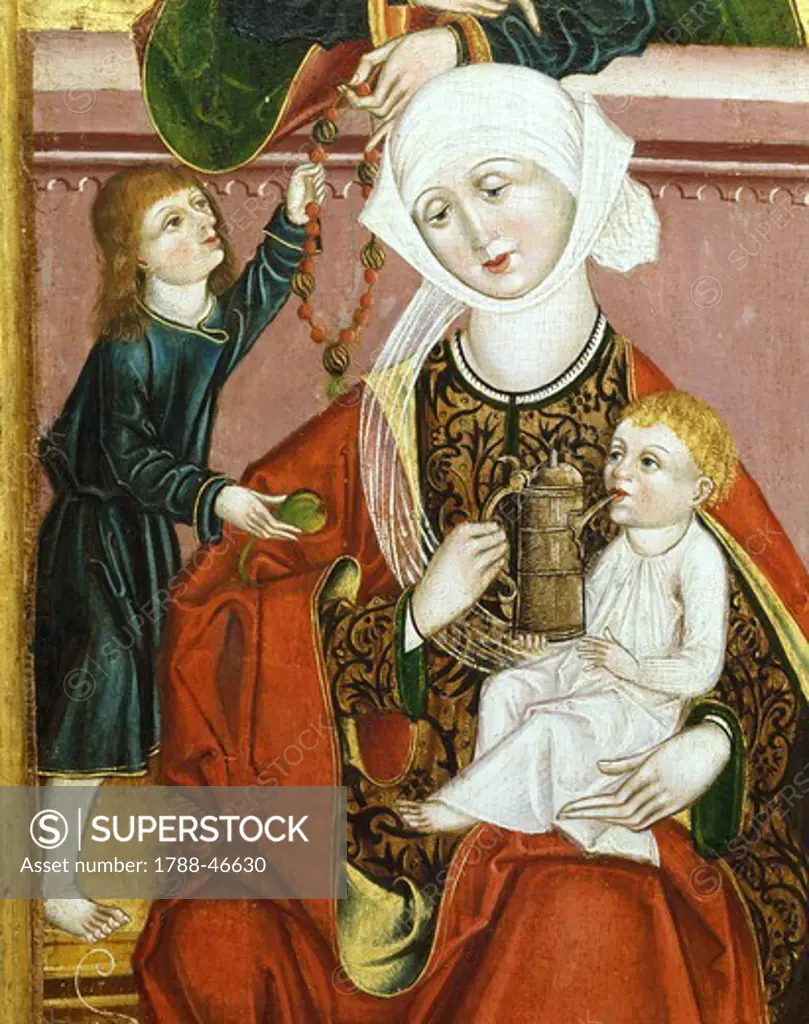 St Anne, detail from right dais of the Altar of the Holy Family, anonymous painter of the Dutch school (16th century).