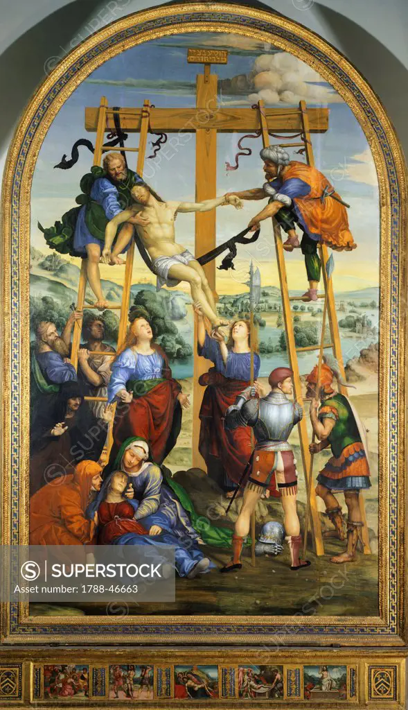Deposition from the Cross, 1510-1513, by Giovanni Antonio Bazzi, known as Sodoma (1477-1549), oil on canvas, 426x263 cm.
