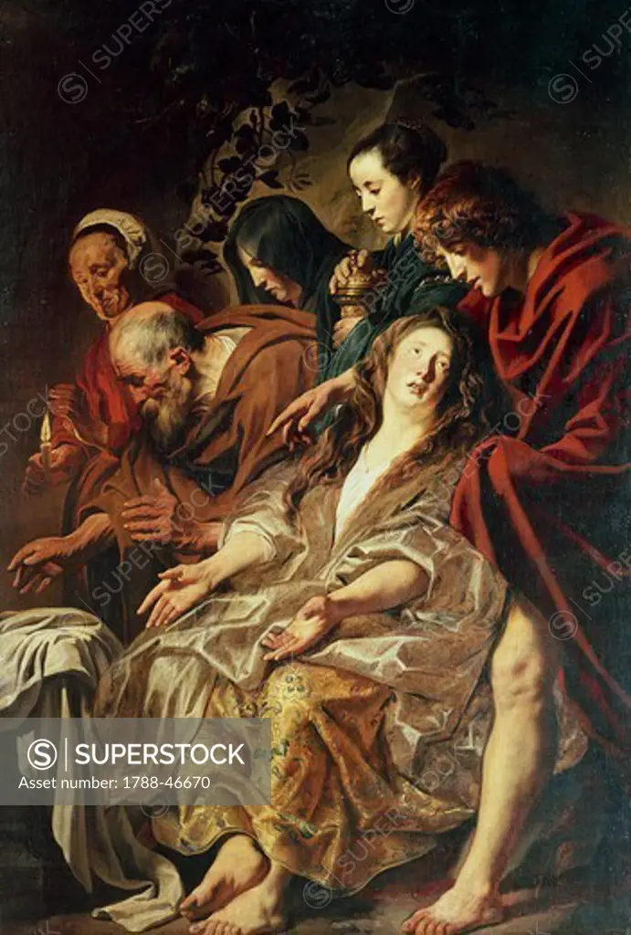The disciples at the tomb, 1625, by Jacob Jordaens (1593-1678), 215x146 cm.