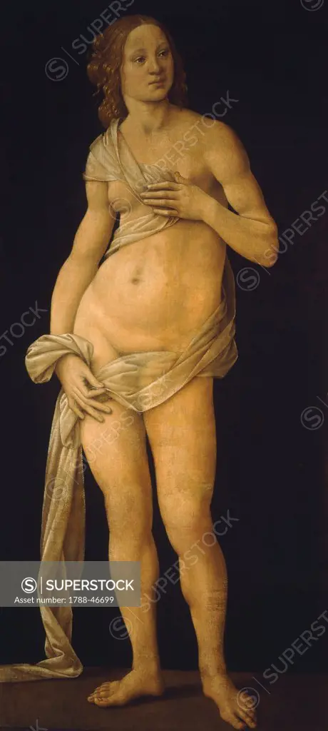Venus, 1493-93, by Lorenzo di Credi (1459-1537), oil on canvas, 151x69 cm.