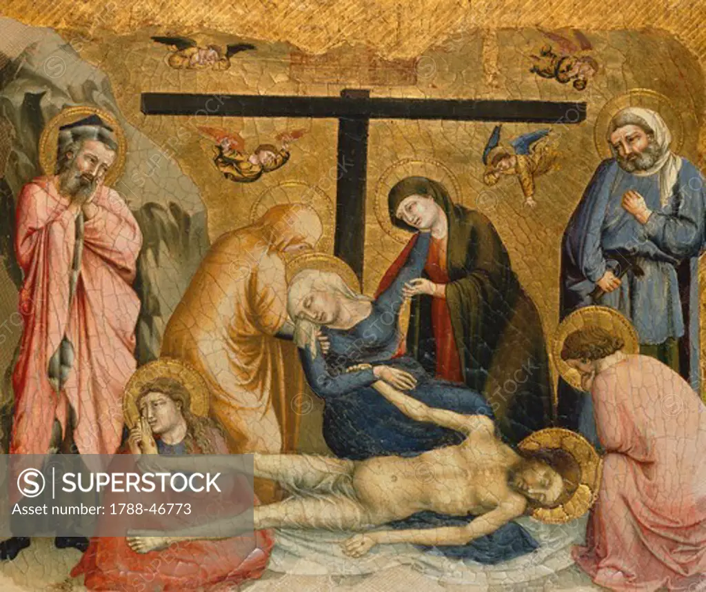 Crying over the body of Christ, by the Master of the Fogg Pieta (14th century).