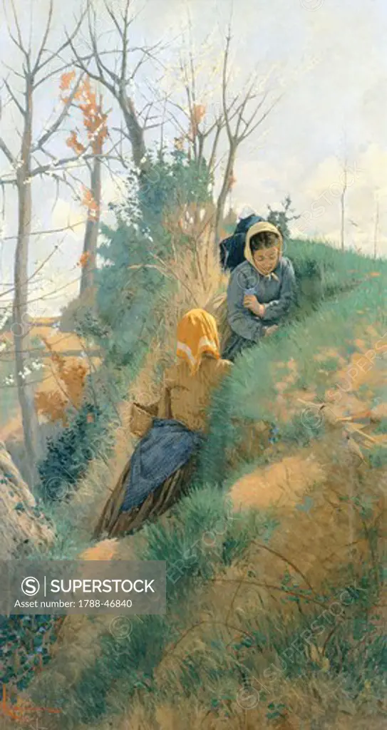 Spring, 1876, by Niccolo Cannicci (1846-1906), oil on canvas, 73x39 cm.