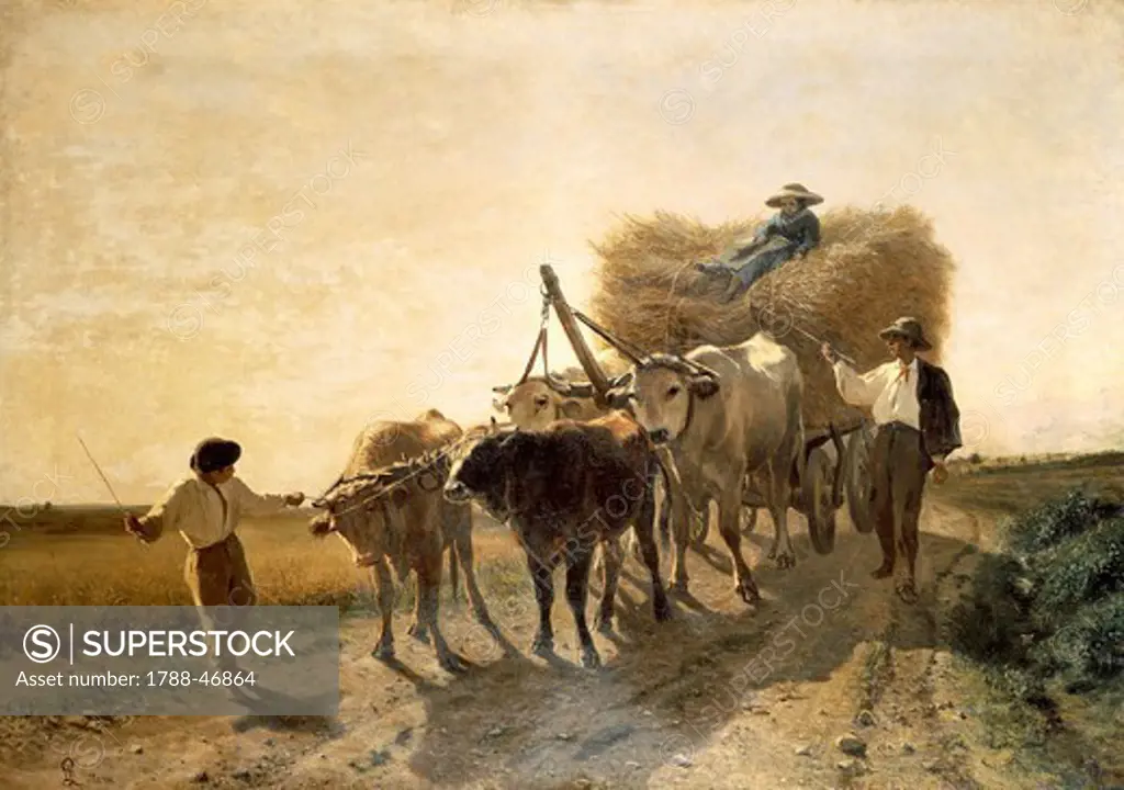 The harvest, by Carlo Pittara (1836-1890).