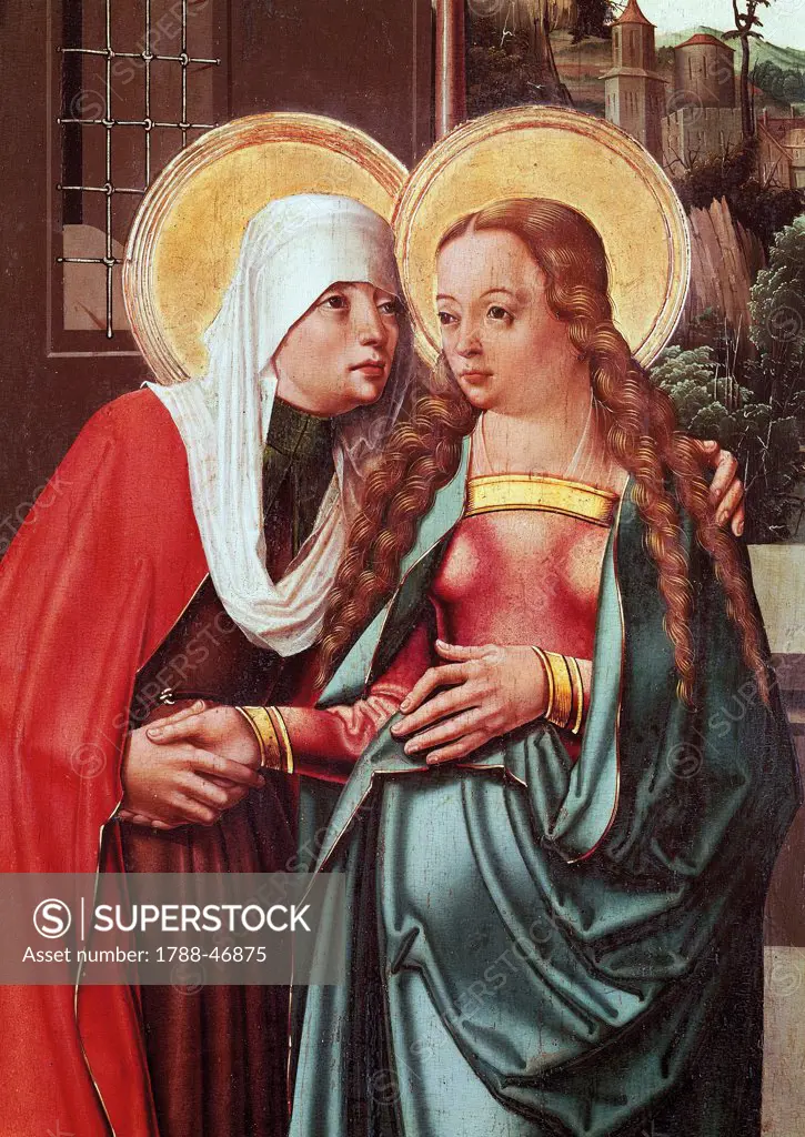 The visitation, by the Master of Litomerice (active ca 1500-1515). Detail.