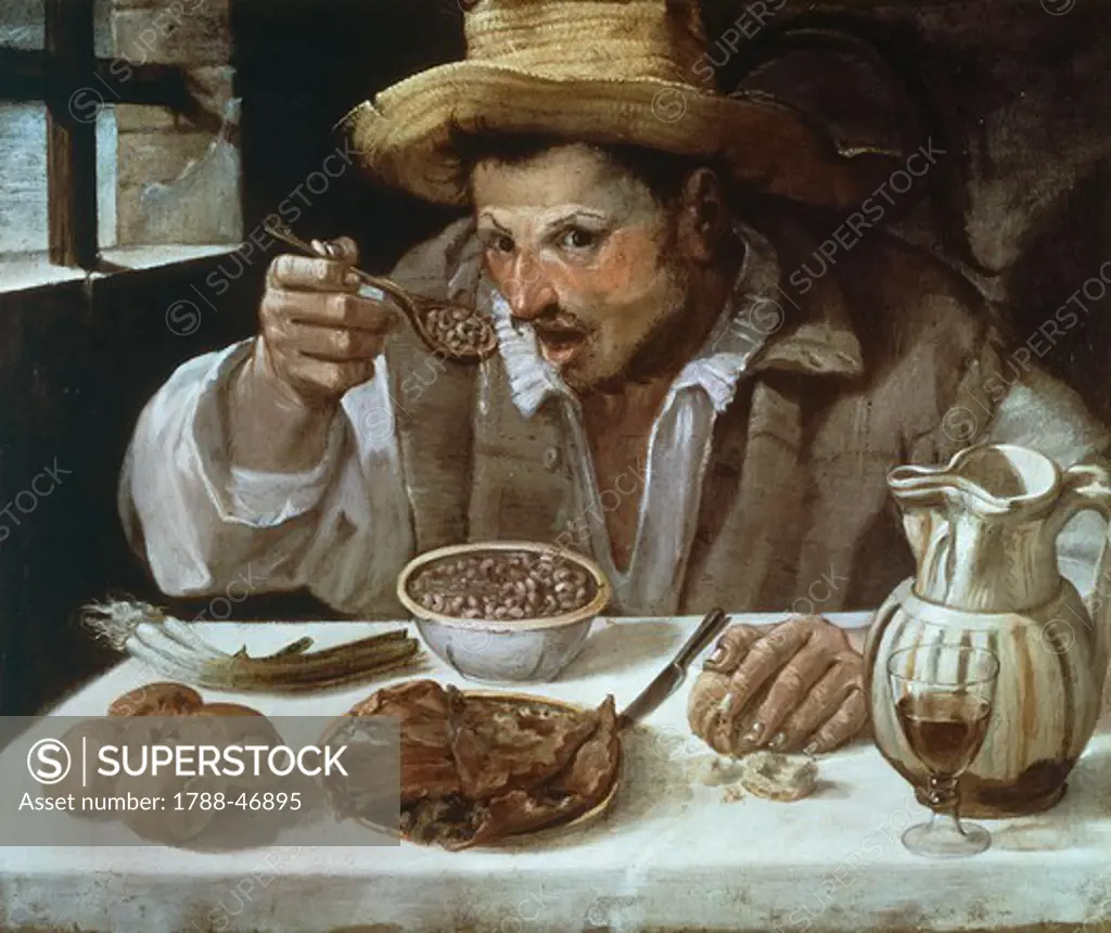 The Bean Eater, 1583-1585, by Annibale Carracci (1560-1609), oil on canvas, 57x68 cm.