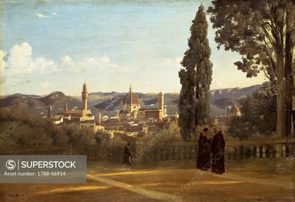 View of Florence from the Boboli Gardens, ca 1834, by Jean-Baptiste-Camille Corot (1796-1875), oil on canvas, 51x73 cm.