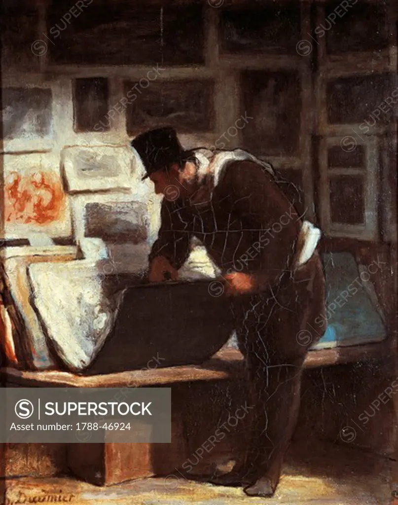 The print lover, by Honore Daumier (1808-1879).