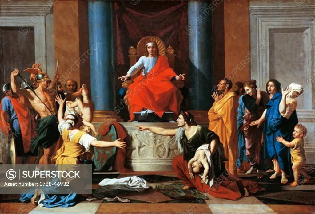 The judgment of Solomon, by Nicolas Poussin (1594-1655).