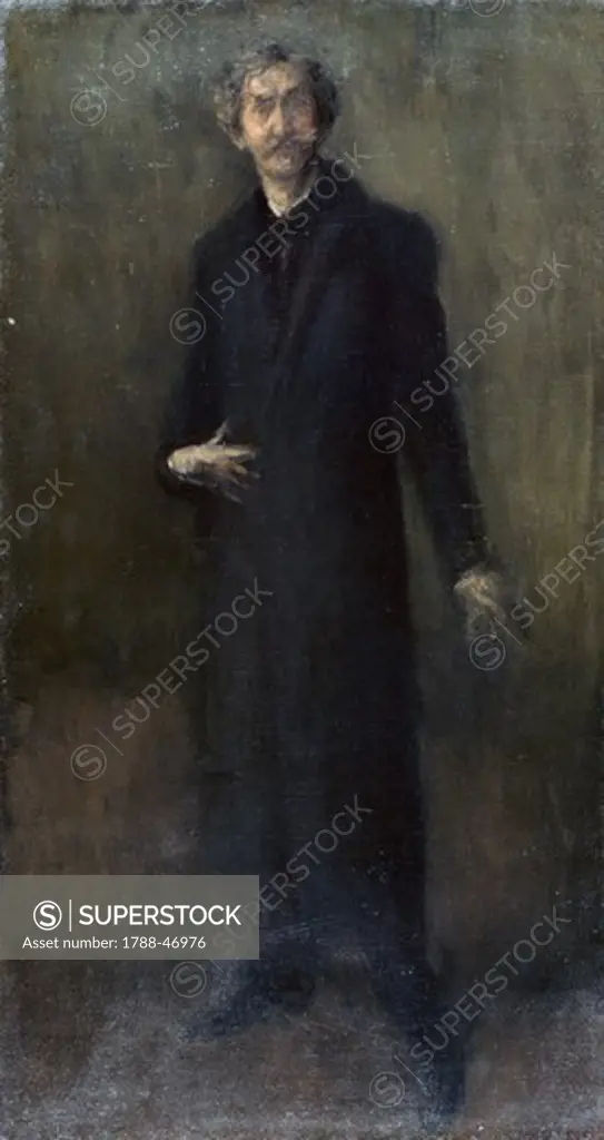 Gold and brown, self-portrait, 1895-1900, by James McNeill Whistler (1834-1903), oil on canvas, 96x51 cm.