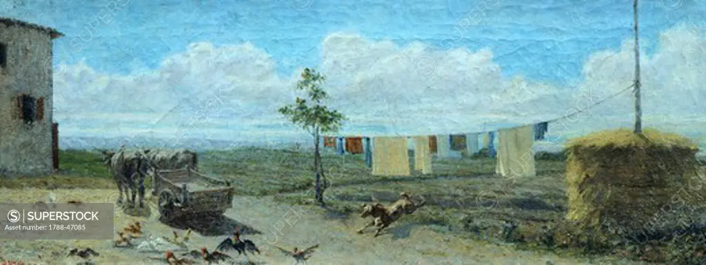 Farmyard, by Raffaello Sernesi (1838-1866).