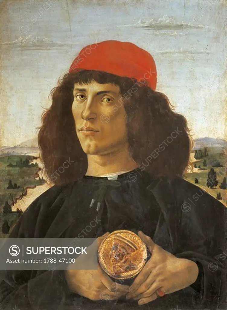 Portrait of a Man with the Medal of Cosimo de Medici the Elder, 1474, Sandro Botticelli (1445-1510), tempera on wood, 57x44 cm.