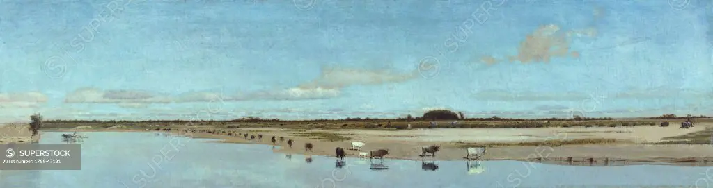 On the banks of the Ofanto, 1867, by Giuseppe de Nittis (1846-1884), oil on canvas, 38x117 cm.
