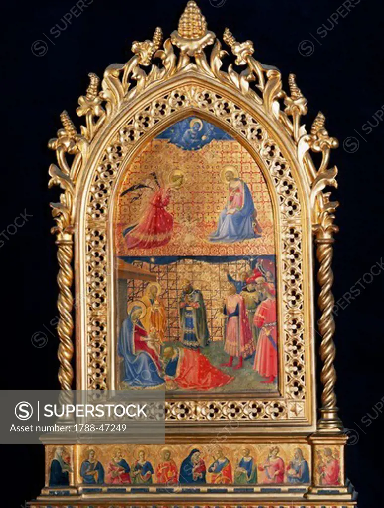 Shrine of the Virgin, tabernacle with the Annunciation and the Adoration of the Magi, 1434, by Giovanni da Fiesole known as Fra Angelico (1400-ca 1455), tempera on wood.